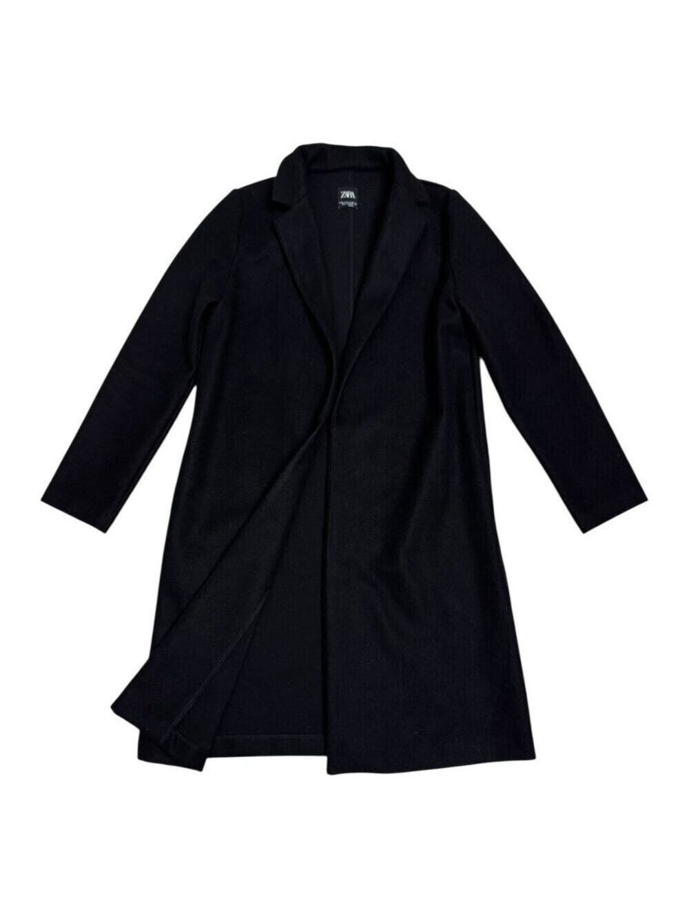 ZARA Open Front Long Business Casual Trench Pea Coat Womens Medium